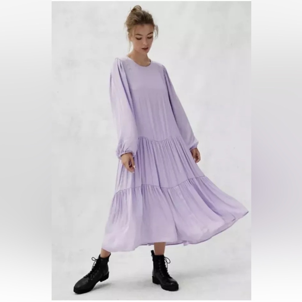 Anthropologie brand Dolan Long-Sleeve Tiered Maxi Dress, Lilac, Size Small - Picture 9 of 14